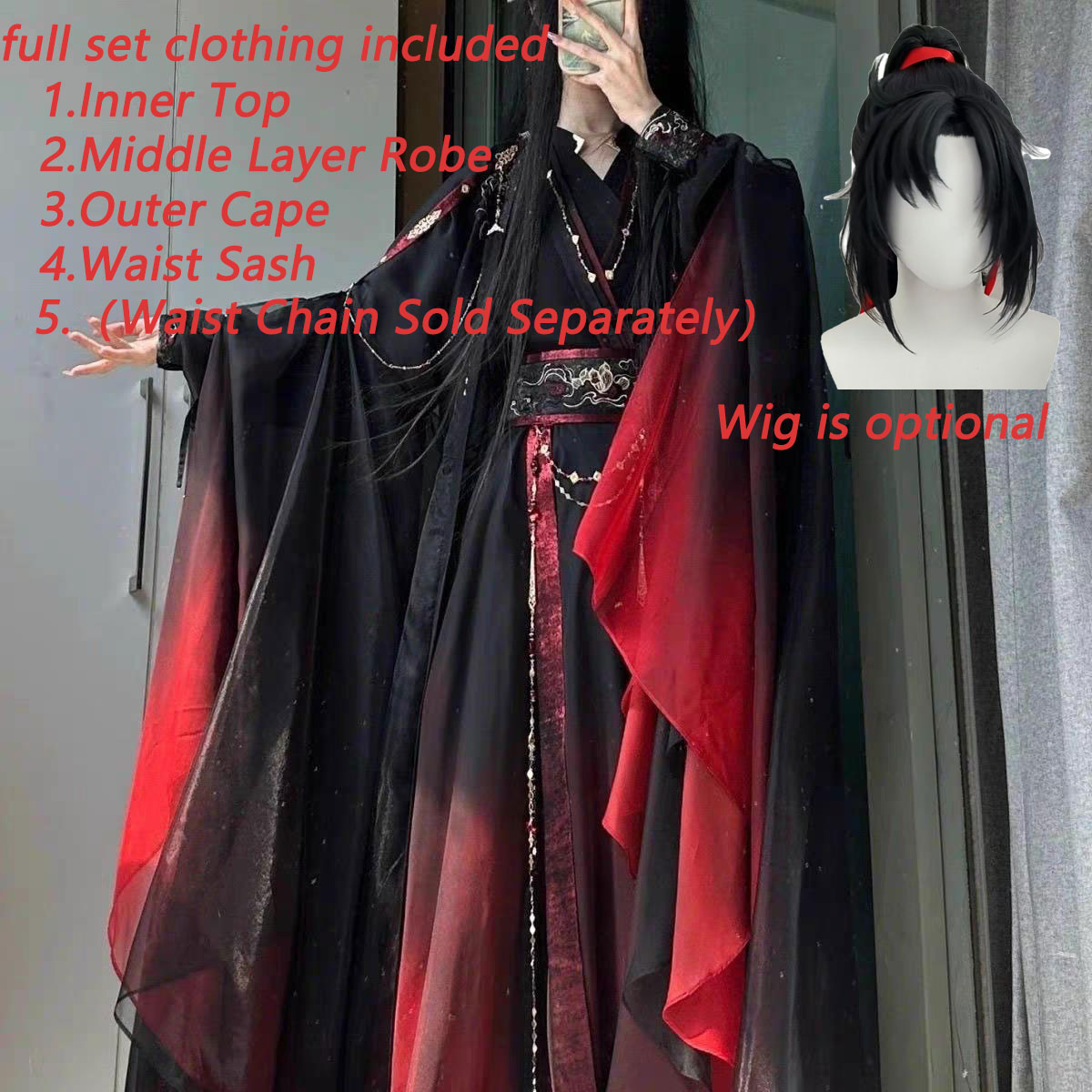 Anime Cosplay In Chinese - Unisex Ancient Chinese Xianxia Robe 4Pcs