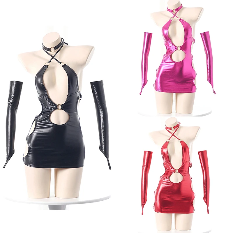 Anime Cosplay Girl - Anime Tight Leather Dress Idol Girl