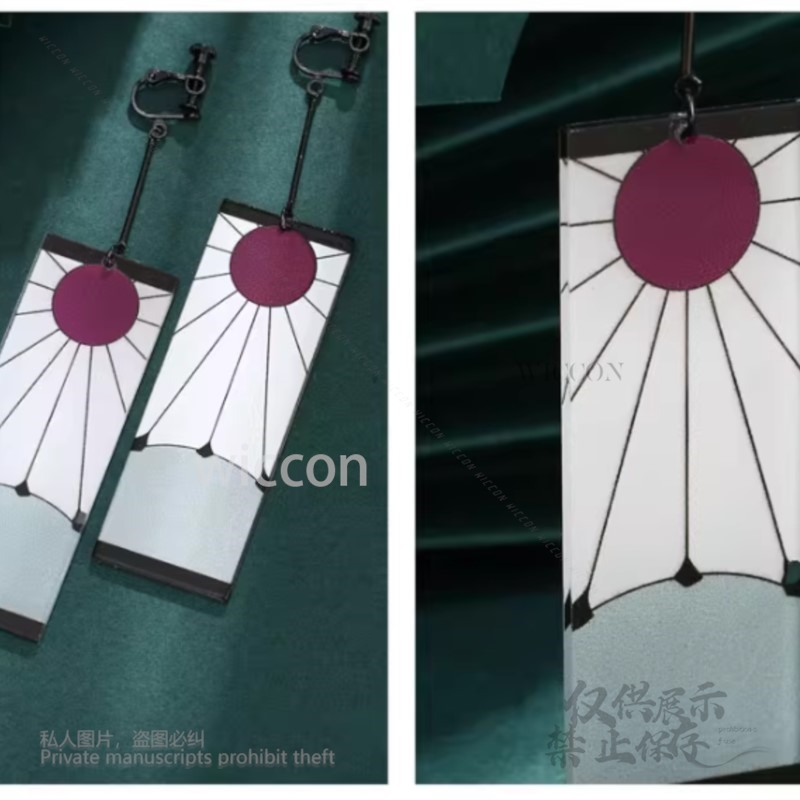 Acrylic Earrings Ear Clips Sty - Anime Cosplay Demon Slayer review and price