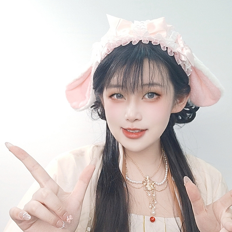 Lolita Rabbit Ear Headband Wom - Anime Cosplay Girl Photo review and price
