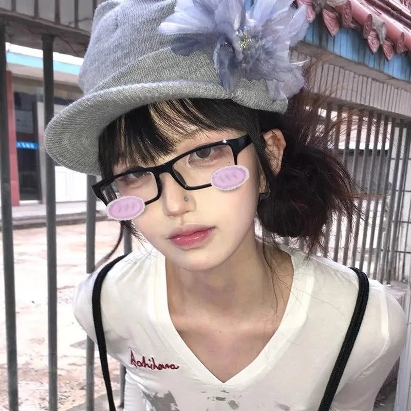 Cute Blush Glasses Anime Style - Anime Cosplay Girl Photo review and price